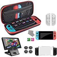 Diswoe Accesorios para Switch-Funda Protectora para Interruptor con 10 Estuche de juegos-Carcasa de Silicona y Plastico…